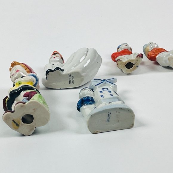 Vintage Lot of 5 Figurines Blue White Dutch Boy  & More Japan - Picture 7 of 7